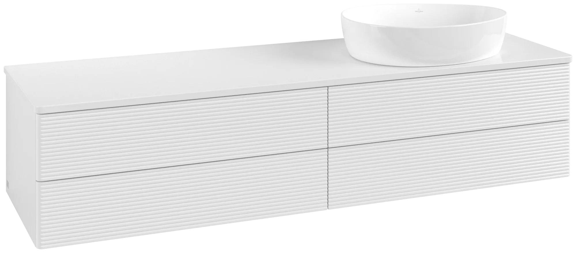 Bild von VILLEROY BOCH Antao Waschbeckenunterschrank, mit Beleuchtung, 4 Auszüge, 1600 x 360 x 500 mm, Front mit Struktur, Glossy White Lacquer / Glossy White Lacquer #L27150GF