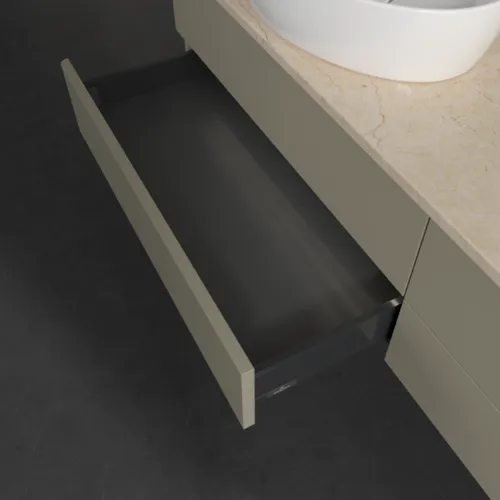 Bild von VILLEROY BOCH Antao Waschbeckenunterschrank, mit Beleuchtung, 4 Auszüge, 1600 x 360 x 500 mm, Front ohne Struktur, Stone Grey Matt Lacquer / Botticino #L26013HK