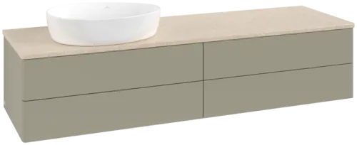 Bild von VILLEROY BOCH Antao Waschbeckenunterschrank, mit Beleuchtung, 4 Auszüge, 1600 x 360 x 500 mm, Front ohne Struktur, Stone Grey Matt Lacquer / Botticino #L26013HK
