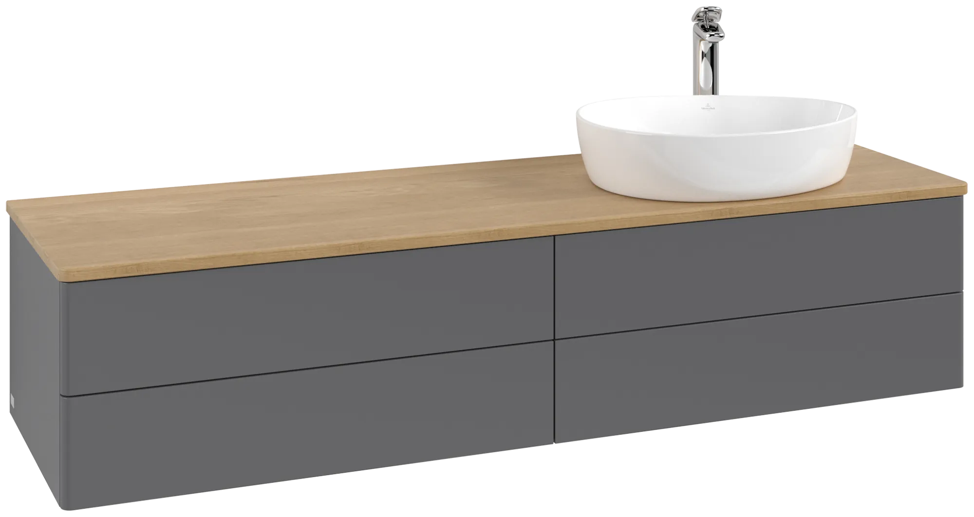 Bild von VILLEROY BOCH Antao Waschbeckenunterschrank, mit Beleuchtung, 4 Auszüge, 1600 x 360 x 500 mm, Front ohne Struktur, Anthracite Matt Lacquer / Honey Oak #L27051GK