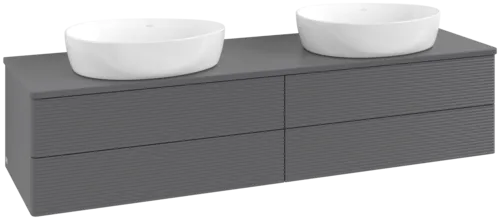 Bild von VILLEROY BOCH Antao Waschbeckenunterschrank, mit Beleuchtung, 4 Auszüge, 1600 x 360 x 500 mm, Front mit Struktur, Anthracite Matt Lacquer / Anthracite Matt Lacquer #L28110GK