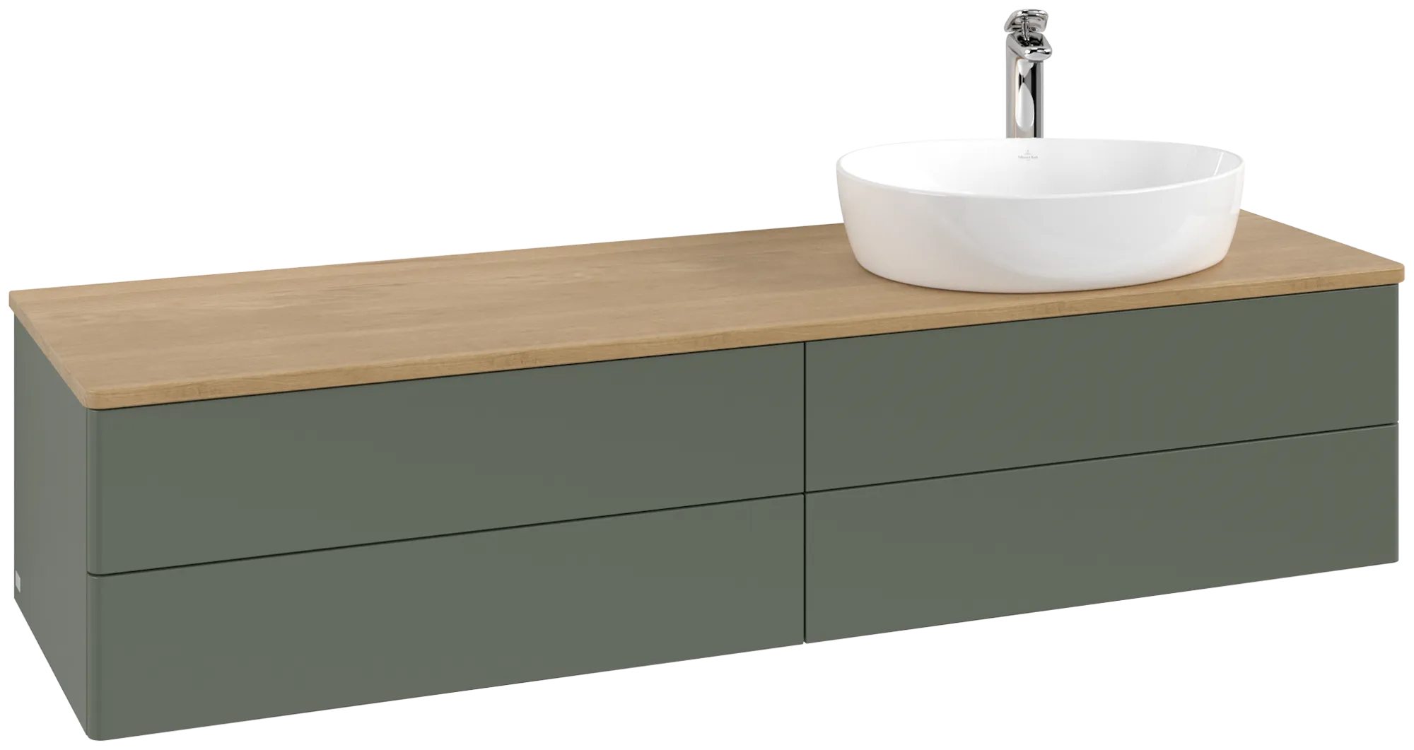 Bild von VILLEROY BOCH Antao Waschbeckenunterschrank, mit Beleuchtung, 4 Auszüge, 1600 x 360 x 500 mm, Front ohne Struktur, Leaf Green Matt Lacquer / Honey Oak #L27051HL