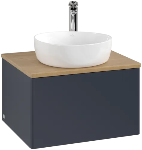 Bild von VILLEROY BOCH Antao Waschbeckenunterschrank, mit Beleuchtung, 1 Auszug, 600 x 360 x 500 mm, Front ohne Struktur, Midnight Blue Matt Lacquer / Honey Oak #L29051HG