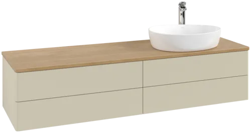 Bild von VILLEROY BOCH Antao Waschbeckenunterschrank, mit Beleuchtung, 4 Auszüge, 1600 x 360 x 500 mm, Front ohne Struktur, Silk Grey Matt Lacquer / Honey Oak #L27051HJ