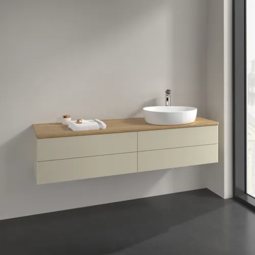 Bild von VILLEROY BOCH Antao Waschbeckenunterschrank, mit Beleuchtung, 4 Auszüge, 1600 x 360 x 500 mm, Front ohne Struktur, Silk Grey Matt Lacquer / Honey Oak #L27051HJ