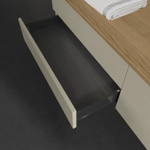 Bild von VILLEROY BOCH Antao Waschbeckenunterschrank, mit Beleuchtung, 4 Auszüge, 1600 x 360 x 500 mm, Front ohne Struktur, Silk Grey Matt Lacquer / Honey Oak #L27051HJ