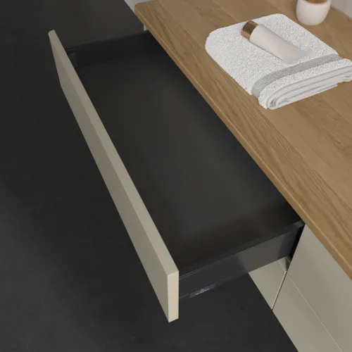 Bild von VILLEROY BOCH Antao Waschbeckenunterschrank, mit Beleuchtung, 4 Auszüge, 1600 x 360 x 500 mm, Front ohne Struktur, Silk Grey Matt Lacquer / Honey Oak #L27051HJ