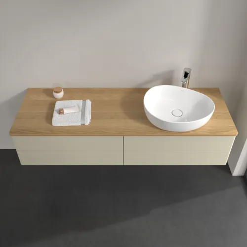 Bild von VILLEROY BOCH Antao Waschbeckenunterschrank, mit Beleuchtung, 4 Auszüge, 1600 x 360 x 500 mm, Front ohne Struktur, Silk Grey Matt Lacquer / Honey Oak #L27051HJ