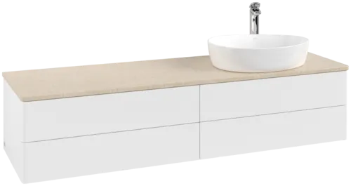 Bild von VILLEROY BOCH Antao Waschbeckenunterschrank, mit Beleuchtung, 4 Auszüge, 1600 x 360 x 500 mm, Front ohne Struktur, White Matt Lacquer / Botticino #L27053MT