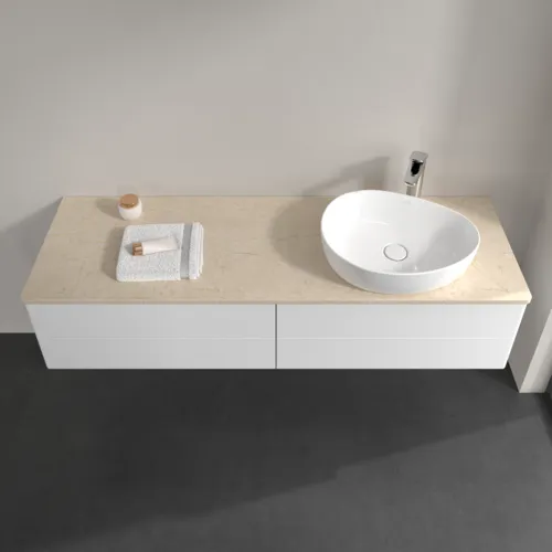Bild von VILLEROY BOCH Antao Waschbeckenunterschrank, mit Beleuchtung, 4 Auszüge, 1600 x 360 x 500 mm, Front ohne Struktur, White Matt Lacquer / Botticino #L27053MT