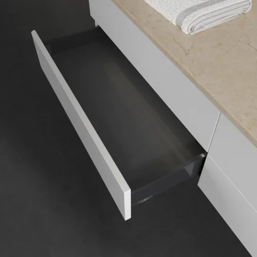 Bild von VILLEROY BOCH Antao Waschbeckenunterschrank, mit Beleuchtung, 4 Auszüge, 1600 x 360 x 500 mm, Front ohne Struktur, White Matt Lacquer / Botticino #L27053MT