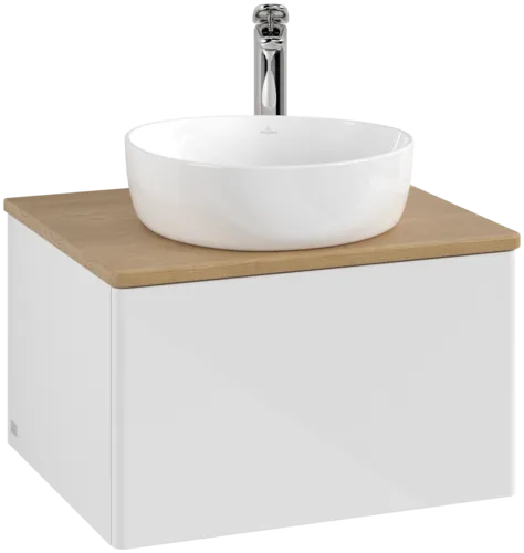 Bild von VILLEROY BOCH Antao Waschbeckenunterschrank, mit Beleuchtung, 1 Auszug, 600 x 360 x 500 mm, Front ohne Struktur, Glossy White Lacquer / Honey Oak #L29051GF