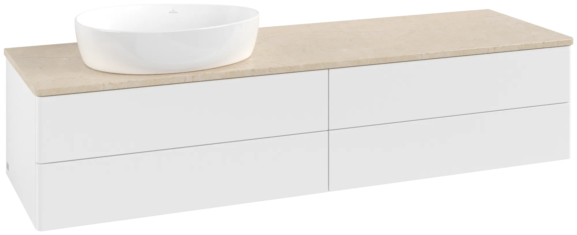 Bild von VILLEROY BOCH Antao Waschbeckenunterschrank, mit Beleuchtung, 4 Auszüge, 1600 x 360 x 500 mm, Front ohne Struktur, White Matt Lacquer / Botticino #L26013MT