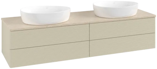Bild von VILLEROY BOCH Antao Waschbeckenunterschrank, mit Beleuchtung, 4 Auszüge, 1600 x 360 x 500 mm, Front mit Struktur, Silk Grey Matt Lacquer / Botticino #L28113HJ