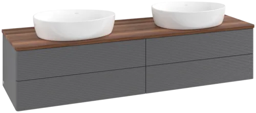 Bild von VILLEROY BOCH Antao Waschbeckenunterschrank, mit Beleuchtung, 4 Auszüge, 1600 x 360 x 500 mm, Front mit Struktur, Anthracite Matt Lacquer / Warm Walnut #L28112GK