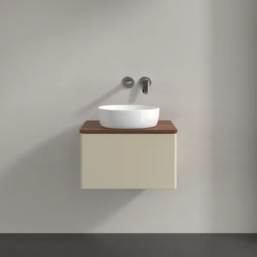 Bild von VILLEROY BOCH Antao Waschbeckenunterschrank, mit Beleuchtung, 1 Auszug, 600 x 360 x 500 mm, Front ohne Struktur, Silk Grey Matt Lacquer / Warm Walnut #L29012HJ