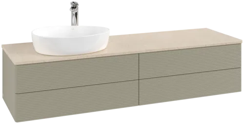 Bild von VILLEROY BOCH Antao Waschbeckenunterschrank, mit Beleuchtung, 4 Auszüge, 1600 x 360 x 500 mm, Front mit Struktur, Stone Grey Matt Lacquer / Botticino #L26153HK