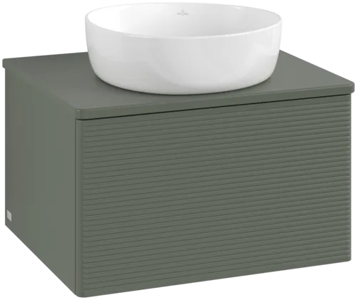 Bild von VILLEROY BOCH Antao Waschbeckenunterschrank, mit Beleuchtung, 1 Auszug, 600 x 360 x 500 mm, Front mit Struktur, Leaf Green Matt Lacquer / Leaf Green Matt Lacquer #L29110HL