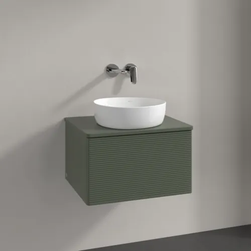 Bild von VILLEROY BOCH Antao Waschbeckenunterschrank, mit Beleuchtung, 1 Auszug, 600 x 360 x 500 mm, Front mit Struktur, Leaf Green Matt Lacquer / Leaf Green Matt Lacquer #L29110HL