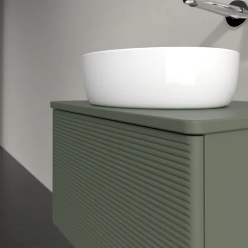 Bild von VILLEROY BOCH Antao Waschbeckenunterschrank, mit Beleuchtung, 1 Auszug, 600 x 360 x 500 mm, Front mit Struktur, Leaf Green Matt Lacquer / Leaf Green Matt Lacquer #L29110HL