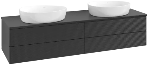 Bild von VILLEROY BOCH Antao Waschbeckenunterschrank, mit Beleuchtung, 4 Auszüge, 1600 x 360 x 500 mm, Front mit Struktur, Black Matt Lacquer / Black Matt Lacquer #L28150PD