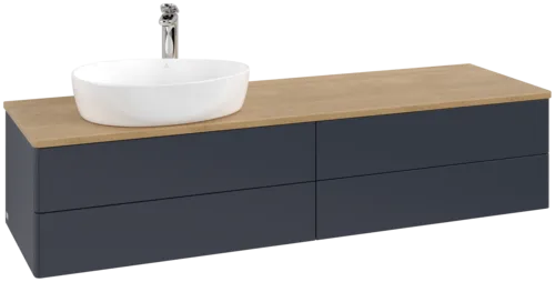 Bild von VILLEROY BOCH Antao Waschbeckenunterschrank, mit Beleuchtung, 4 Auszüge, 1600 x 360 x 500 mm, Front ohne Struktur, Midnight Blue Matt Lacquer / Honey Oak #L26051HG