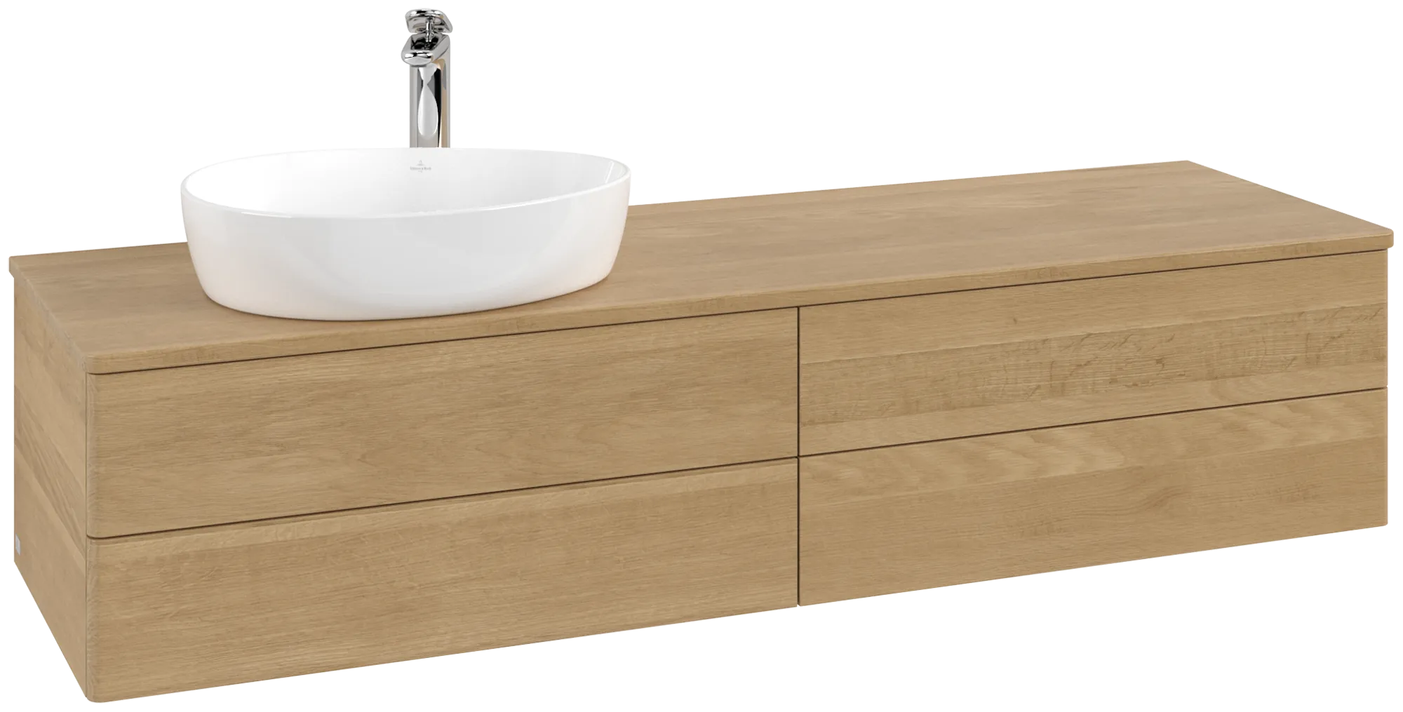 Bild von VILLEROY BOCH Antao Waschbeckenunterschrank, mit Beleuchtung, 4 Auszüge, 1600 x 360 x 500 mm, Front ohne Struktur, Honey Oak / Honey Oak #L26051HN