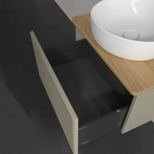 Bild von VILLEROY BOCH Antao Waschbeckenunterschrank, mit Beleuchtung, 1 Auszug, 600 x 360 x 500 mm, Front mit Struktur, Stone Grey Matt Lacquer / Honey Oak #L29111HK