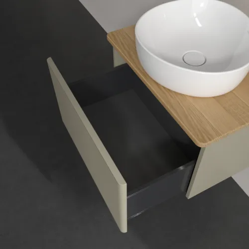 Bild von VILLEROY BOCH Antao Waschbeckenunterschrank, mit Beleuchtung, 1 Auszug, 600 x 360 x 500 mm, Front mit Struktur, Stone Grey Matt Lacquer / Honey Oak #L29111HK