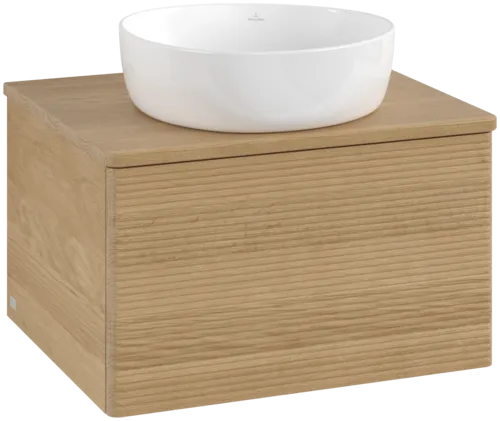 Bild von VILLEROY BOCH Antao Waschbeckenunterschrank, mit Beleuchtung, 1 Auszug, 600 x 360 x 500 mm, Front mit Struktur, Honey Oak / Honey Oak #L29111HN
