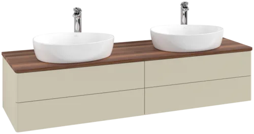 Bild von VILLEROY BOCH Antao Waschbeckenunterschrank, mit Beleuchtung, 4 Auszüge, 1600 x 360 x 500 mm, Front ohne Struktur, Silk Grey Matt Lacquer / Warm Walnut #L28052HJ