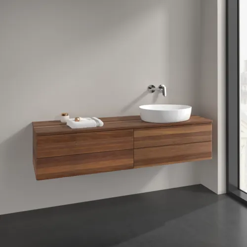 Bild von VILLEROY BOCH Antao Waschbeckenunterschrank, mit Beleuchtung, 4 Auszüge, 1600 x 360 x 500 mm, Front ohne Struktur, Warm Walnut / Warm Walnut #L27012HM