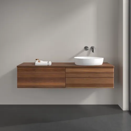 Bild von VILLEROY BOCH Antao Waschbeckenunterschrank, mit Beleuchtung, 4 Auszüge, 1600 x 360 x 500 mm, Front ohne Struktur, Warm Walnut / Warm Walnut #L27012HM