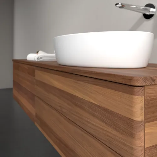 Bild von VILLEROY BOCH Antao Waschbeckenunterschrank, mit Beleuchtung, 4 Auszüge, 1600 x 360 x 500 mm, Front ohne Struktur, Warm Walnut / Warm Walnut #L27012HM