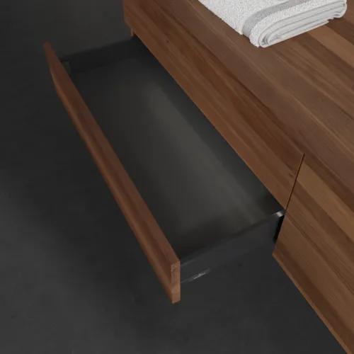 Bild von VILLEROY BOCH Antao Waschbeckenunterschrank, mit Beleuchtung, 4 Auszüge, 1600 x 360 x 500 mm, Front ohne Struktur, Warm Walnut / Warm Walnut #L27012HM