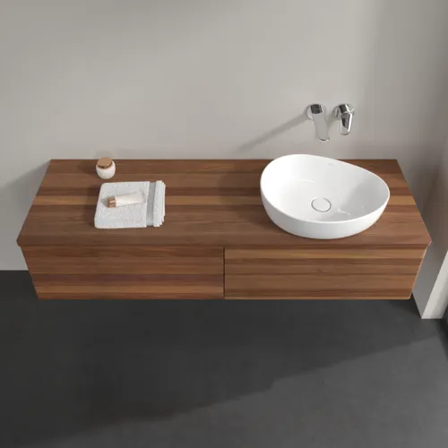 Bild von VILLEROY BOCH Antao Waschbeckenunterschrank, mit Beleuchtung, 4 Auszüge, 1600 x 360 x 500 mm, Front ohne Struktur, Warm Walnut / Warm Walnut #L27012HM
