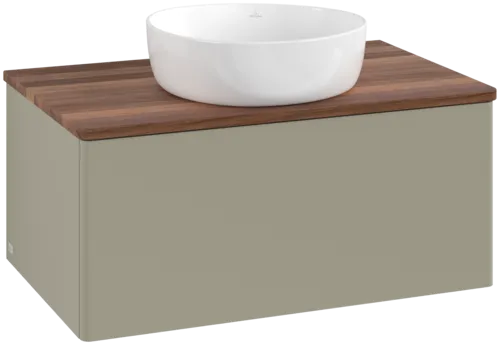 Obrázek VILLEROY BOCH Antao Vanity unit, with lighting, 1 pull-out compartment, 800 x 360 x 500 mm, Front without structure, Stone Grey Matt Lacquer / Warm Walnut #L30012HK