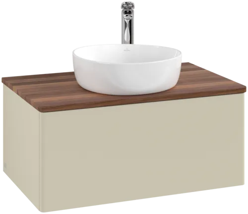 Bild von VILLEROY BOCH Antao Waschbeckenunterschrank, mit Beleuchtung, 1 Auszug, 800 x 360 x 500 mm, Front ohne Struktur, Silk Grey Matt Lacquer / Warm Walnut #L30052HJ