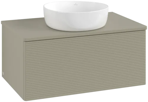 Bild von VILLEROY BOCH Antao Waschbeckenunterschrank, mit Beleuchtung, 1 Auszug, 800 x 360 x 500 mm, Front mit Struktur, Stone Grey Matt Lacquer / Stone Grey Matt Lacquer #L30110HK