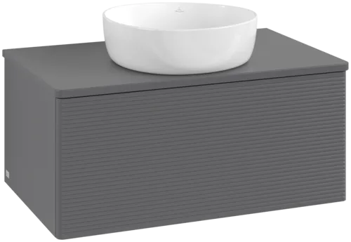 Bild von VILLEROY BOCH Antao Waschbeckenunterschrank, mit Beleuchtung, 1 Auszug, 800 x 360 x 500 mm, Front mit Struktur, Anthracite Matt Lacquer / Anthracite Matt Lacquer #L30110GK