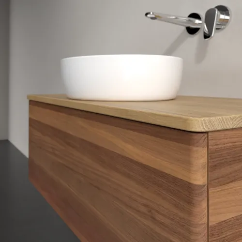 Bild von VILLEROY BOCH Antao Waschbeckenunterschrank, mit Beleuchtung, 1 Auszug, 1000 x 360 x 500 mm, Front ohne Struktur, Warm Walnut / Honey Oak #L31011HM