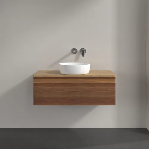 Bild von VILLEROY BOCH Antao Waschbeckenunterschrank, mit Beleuchtung, 1 Auszug, 1000 x 360 x 500 mm, Front ohne Struktur, Warm Walnut / Honey Oak #L31011HM