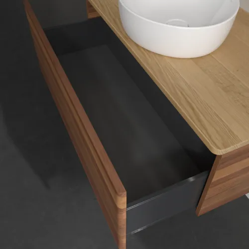 Bild von VILLEROY BOCH Antao Waschbeckenunterschrank, mit Beleuchtung, 1 Auszug, 1000 x 360 x 500 mm, Front ohne Struktur, Warm Walnut / Honey Oak #L31011HM