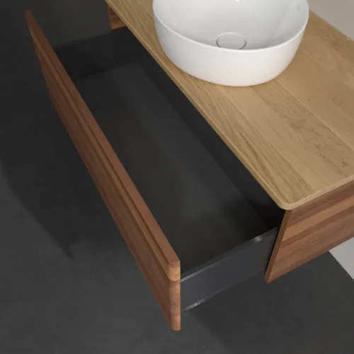 Bild von VILLEROY BOCH Antao Waschbeckenunterschrank, mit Beleuchtung, 1 Auszug, 1000 x 360 x 500 mm, Front ohne Struktur, Warm Walnut / Honey Oak #L31011HM