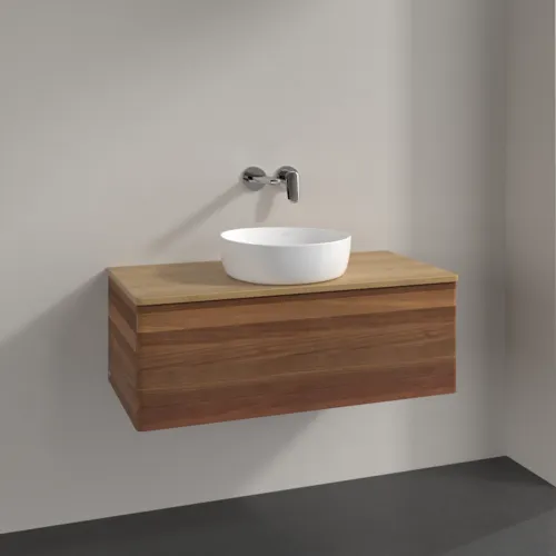 Bild von VILLEROY BOCH Antao Waschbeckenunterschrank, mit Beleuchtung, 1 Auszug, 1000 x 360 x 500 mm, Front ohne Struktur, Warm Walnut / Honey Oak #L31011HM