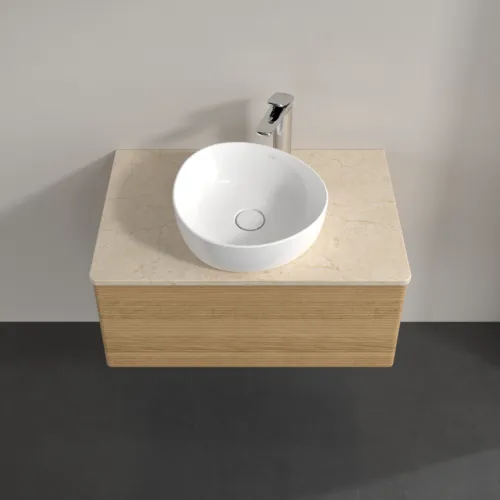 Obrázek VILLEROY BOCH Antao Vanity unit, with lighting, 1 pull-out compartment, 800 x 360 x 500 mm, Front with grain texture, Honey Oak / Botticino #L30153HN