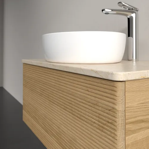 Obrázek VILLEROY BOCH Antao Vanity unit, with lighting, 1 pull-out compartment, 800 x 360 x 500 mm, Front with grain texture, Honey Oak / Botticino #L30153HN