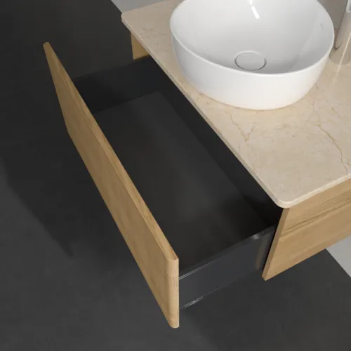 Obrázek VILLEROY BOCH Antao Vanity unit, with lighting, 1 pull-out compartment, 800 x 360 x 500 mm, Front with grain texture, Honey Oak / Botticino #L30153HN