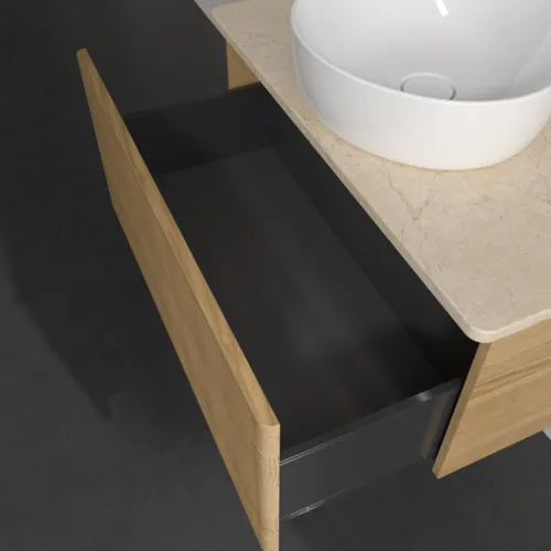 Obrázek VILLEROY BOCH Antao Vanity unit, with lighting, 1 pull-out compartment, 800 x 360 x 500 mm, Front with grain texture, Honey Oak / Botticino #L30153HN