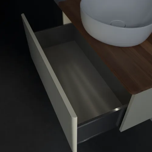 Bild von VILLEROY BOCH Antao Waschbeckenunterschrank, mit Beleuchtung, 1 Auszug, 800 x 360 x 500 mm, Front mit Struktur, Silk Grey Matt Lacquer / Warm Walnut #L30152HJ